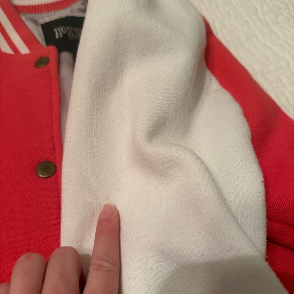 Victoria Secret PINK Pink And White Letterman Jacket Size Medium - Picture 11 of 16